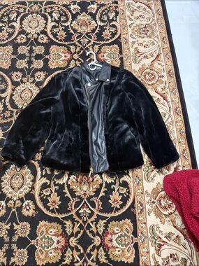 IMAN Black Faux Fur Moto-Style Jacket